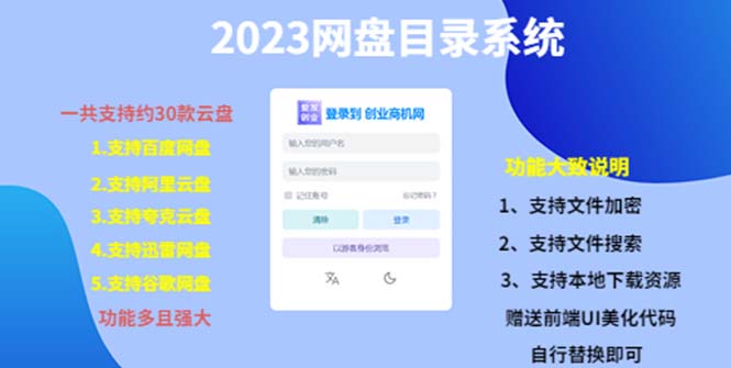 [美工-设计-建站]（5470期）（项目课程）2023网盘目录运营系统，一键安装教学，一共支持约30款云盘-第1张图片-智慧创业网