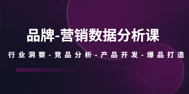 [短视频运营]（5565期）品牌-营销数据分析课，行业洞察-竞品分析-产品开发-爆品打造-第1张图片-智慧创业网