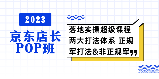 [国内电商]（5699期）2023京东店长·POP班 落地实操超级课程 两大打法体系 正规军&非正规军