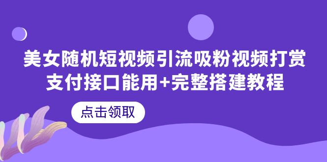 [美工-设计-建站]（6277期）美女随机短视频引流吸粉视频打赏支付接口能用+完整搭建教程