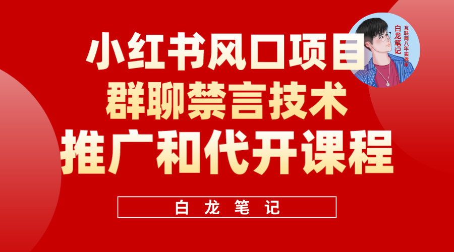 [小红书]（5973期）小红书风口项目日入300+，小红书群聊禁言技术代开项目，适合新手操作