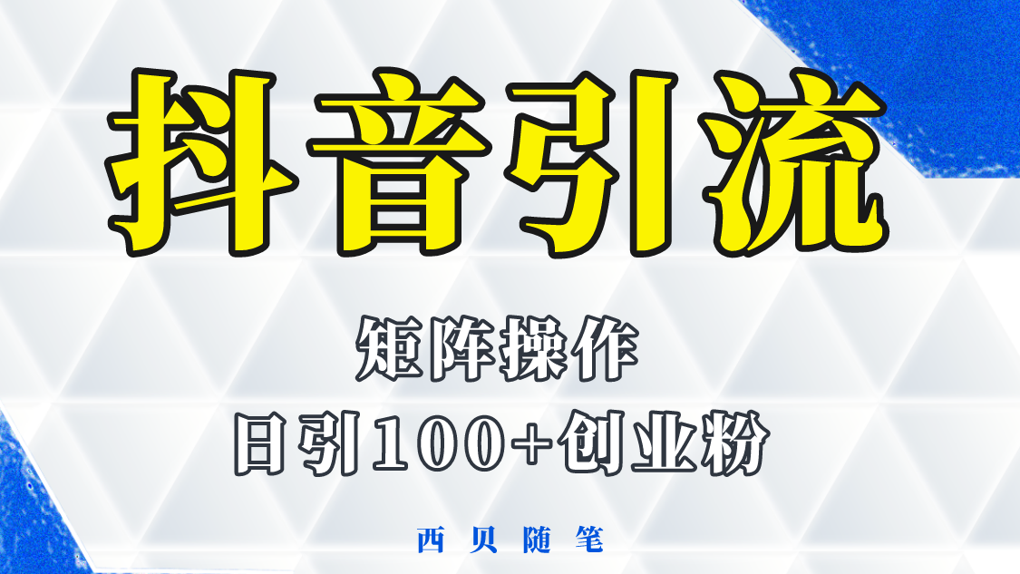 [引流-涨粉-软件]（5871期）抖音引流术，矩阵操作，一天能引100多创业粉