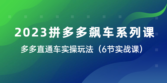 [国内电商]（6030期）2023拼多多飙车系列课，多多直通车实操玩法（6节实战课）