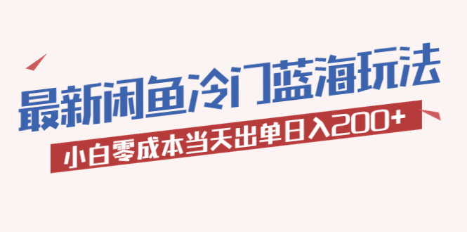 [热门给力项目]（5903期）2023最新闲鱼冷门蓝海玩法，小白零成本当天出单日入200+