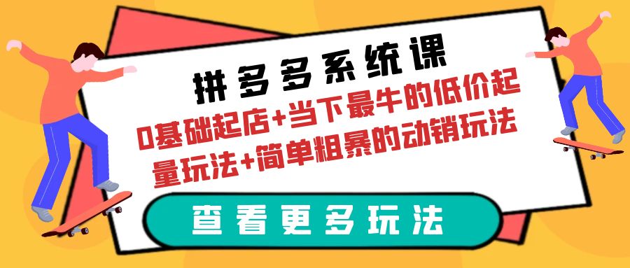 [国内电商]（6217期）拼多多系统课：0基础起店+当下最牛的低价起量玩法+简单粗暴的动销玩法-第1张图片-智慧创业网