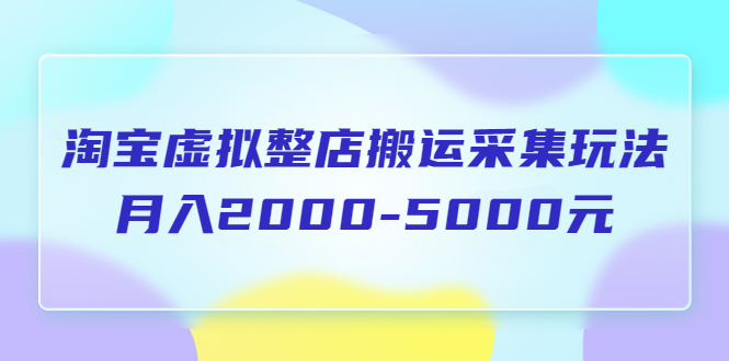 [虚拟资源]（5931期）淘宝虚拟整店搬运采集玩法分享课：月入2000-5000元（5节课）