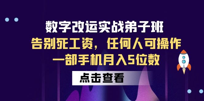 [热门给力项目]（6350期）数字 改运实战弟子班：告别死工资，任何人可操作，一部手机月入5位数