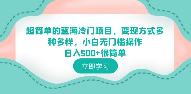 [热门给力项目]（6422期）超简单的蓝海冷门项目，变现方式多种多样，小白无门槛操作日入500+很简单