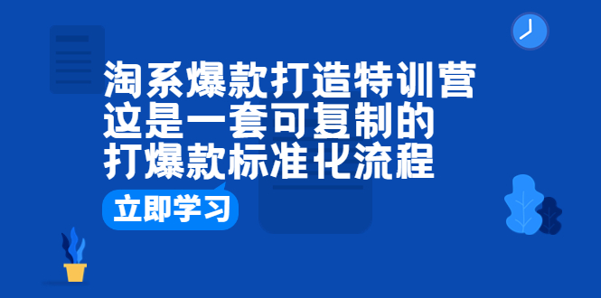 [国内电商]（6478期）淘系爆款打造特训营：这是一套可复制的打爆款标准化流程-第1张图片-智慧创业网