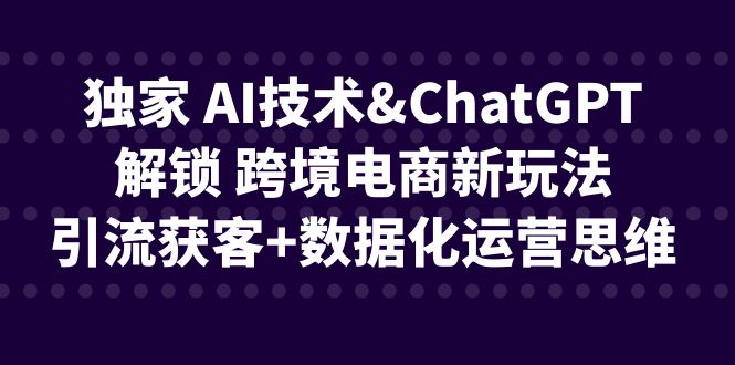 [跨境电商]（6599期）独家 AI技术&amp;ChatGPT解锁 跨境电商新玩法，引流获客+数据化运营思维