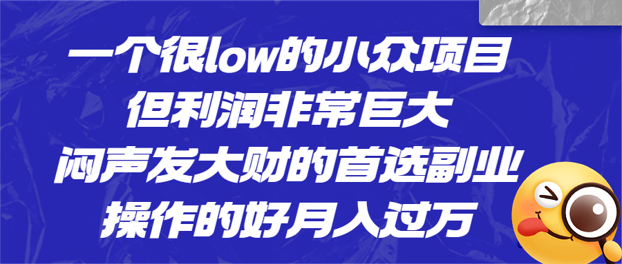 [热门给力项目]（6601期）一个很low的小众项目，但利润非常巨大，闷声发大财的首选副业，月入过万