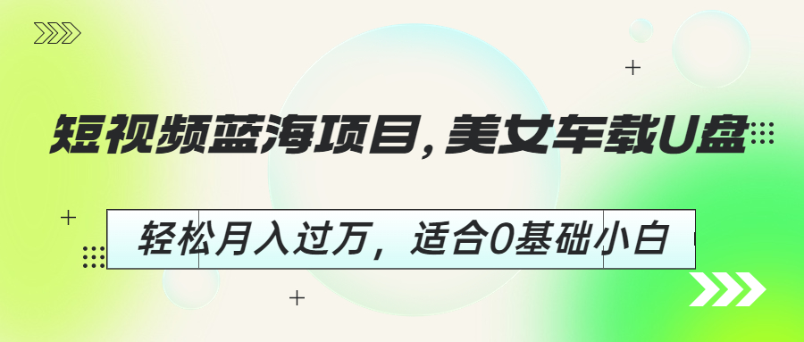 (6619期)短视频蓝海项目，美女车载U盘，轻松月入过万，适合0基础小白-第1张图片-智慧创业网