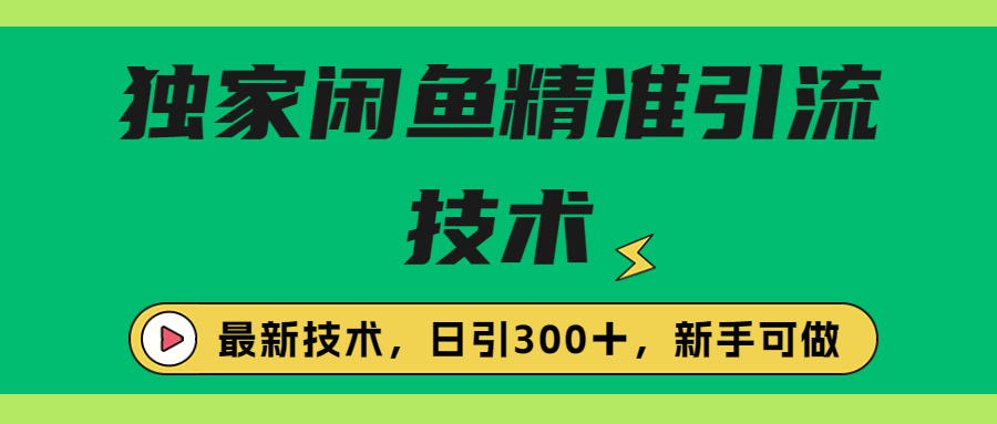 [引流-涨粉-软件]（6635期）独家闲鱼引流技术，日引300＋实战玩法