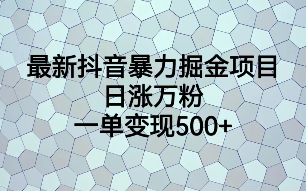 [热门给力项目]（6642期）最新抖音暴力掘金项目，日涨万粉，一单变现500+-第1张图片-智慧创业网