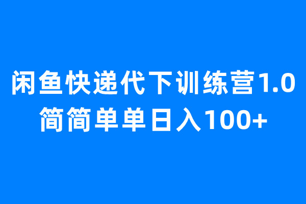 [热门给力项目]（6671期）闲鱼快递代下训练营1.0，简简单单日入100+