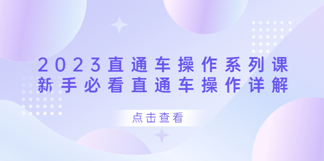 [国内电商]（6766期）2023直通车操作 系列课，新手必看直通车操作详解