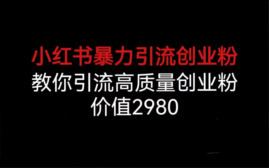 [小红书]（6779期）小红书暴力引流创业粉，教你引流高质量创业粉，价值2980