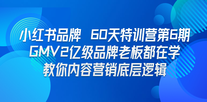 [小红书]（6798期）小红书品牌 60天特训营第6期 GMV2亿级品牌老板都在学 教你内容营销底层逻辑