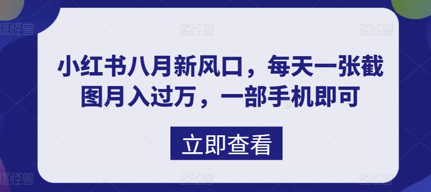 [小红书]（6851期）八月新风口，小红书虚拟项目一天收入1000+，实战揭秘