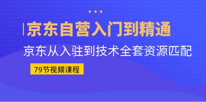 [国内电商]（6901期）京东自营入门到精通：京东从入驻到技术全套资源匹配（79节课）