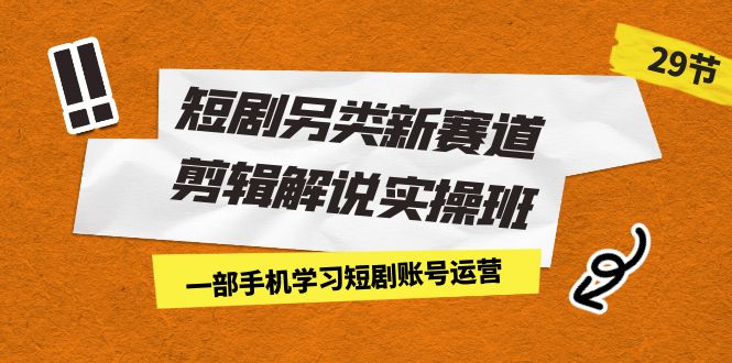[短视频运营]（7051期）短剧另类新赛道剪辑解说实操班：一部手机学习短剧账号运营（29节 价值500）-第1张图片-智慧创业网
