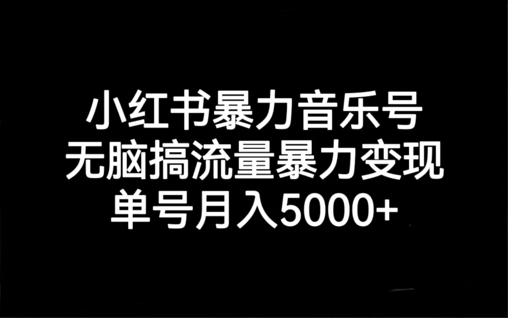 [小红书]（7153期）小红书暴力音乐号，无脑搞流量暴力变现，单号月入5000+-第1张图片-智慧创业网