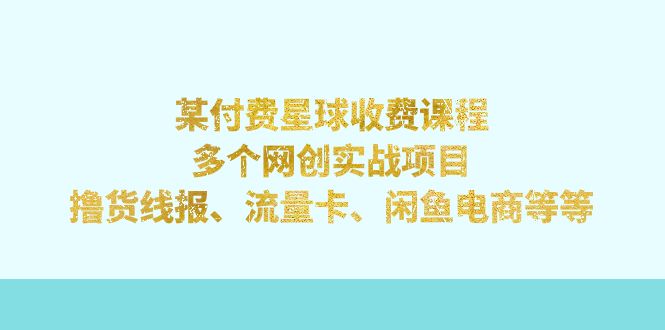 [热门给力项目]（7199期）某付费星球课程：多个网创实战项目，撸货线报、流量卡、闲鱼电商等等-第1张图片-智慧创业网