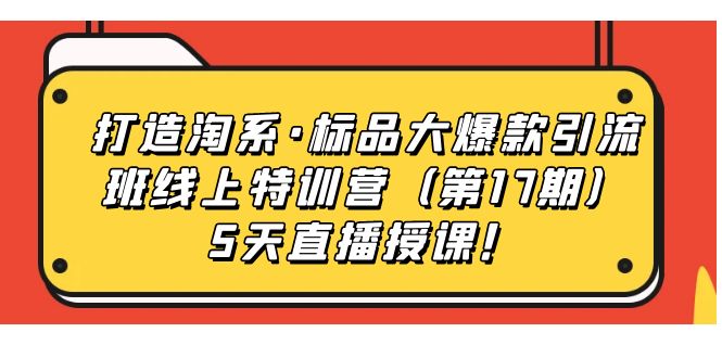 [国内电商]（7226期）打造淘系·标品大爆款引流班线上特训营（第17期）5天直播授课！-第1张图片-智慧创业网