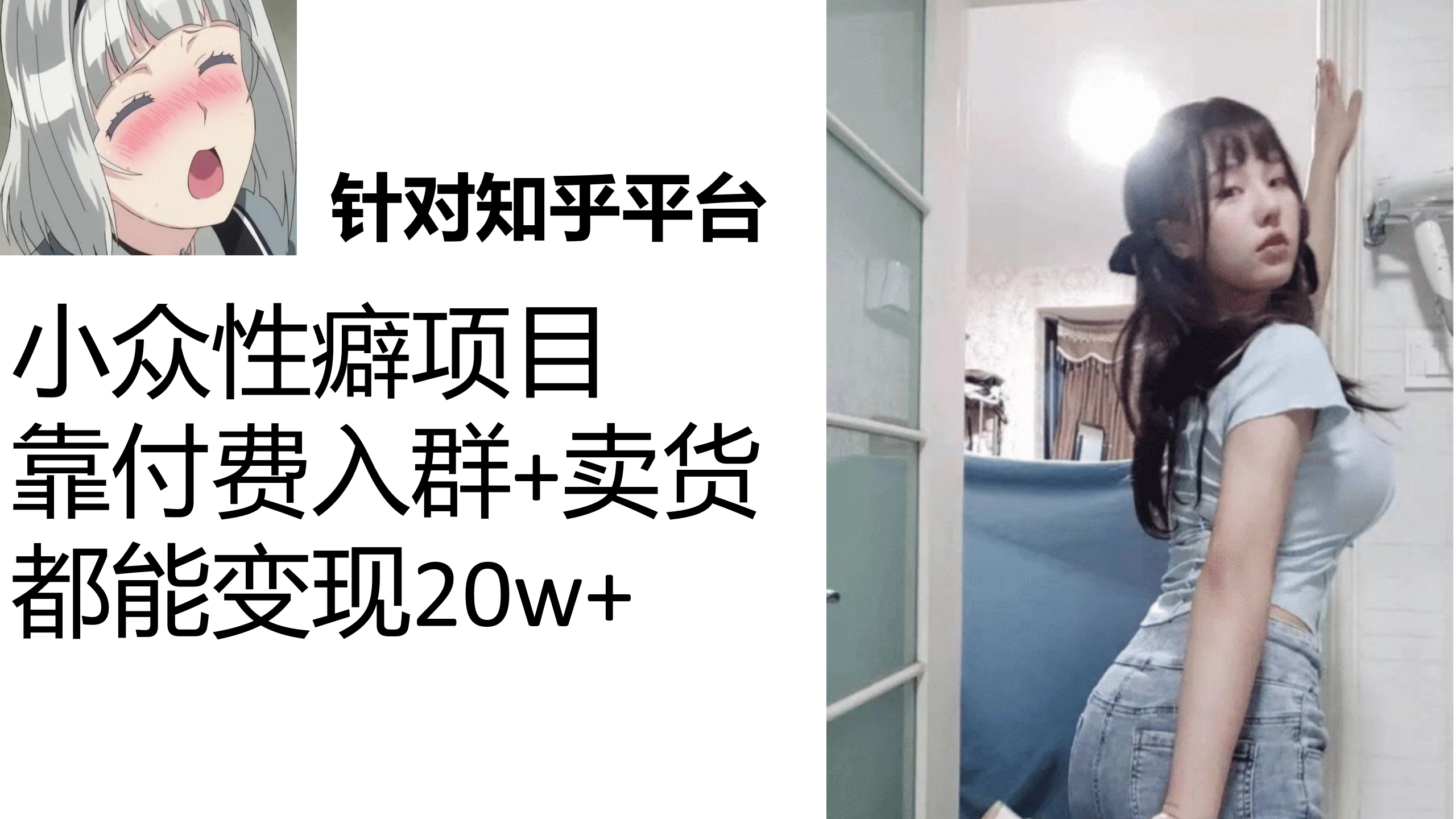 [热门给力项目]（7291期）知乎小众性癖项目，Lsp的钱才是最好赚的，付费建群+卖货变现20w