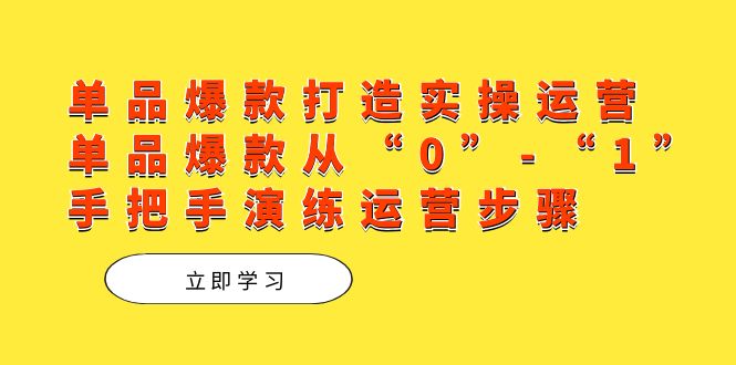 [国内电商]（7488期）单品爆款打造实操运营，单品爆款从“0”-“1”手把手演练运营步骤-第1张图片-智慧创业网
