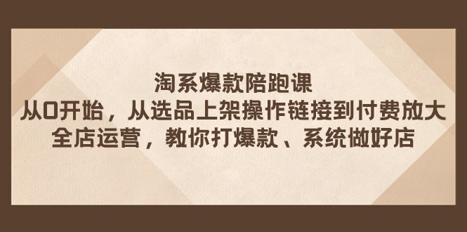 [国内电商]（7725期）淘系爆款陪跑课 从选品上架操作链接到付费放大 全店运营 打爆款 系统做好店-第1张图片-智慧创业网