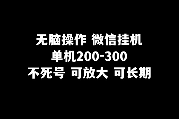 [热门给力项目]（8119期）无脑操作微信挂机单机200-300一天，不死号，可放大-第1张图片-智慧创业网