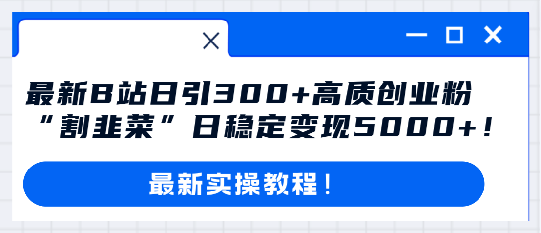 [引流-涨粉-软件]（8216期）最新B站日引300+高质创业粉教程！“割韭菜”日稳定变现5000+！-第1张图片-智慧创业网