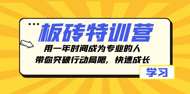 [创业项目]（8048期）板砖特训营，用一年时间成为专业的人，带你突破行动局限，快速成长-第1张图片-智慧创业网