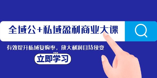 [新媒体]（8045期）全域公+私域盈利商业大课，有效提升私域复购率，放大利润且持续变现-第1张图片-智慧创业网