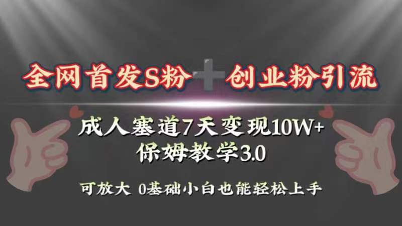 [引流-涨粉-软件]（8337期）全网首发s粉加创业粉引流变现，成人用品赛道7天变现10w+保姆教学3.0-第1张图片-智慧创业网