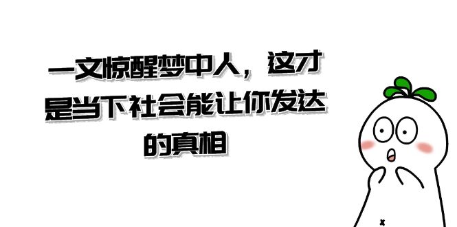 [公众号]（8480期）某公众号付费文章《一文 惊醒梦中人，这才是当下社会能让你发达的真相》