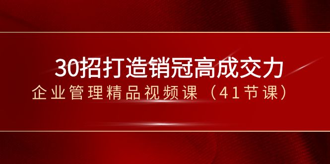 [营销-成交]（8477期）30招-打造销冠高成交力-企业管理精品视频课（41节课）-第1张图片-智慧创业网