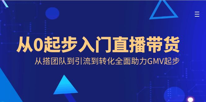 [直播玩法]（8745期）从0起步入门直播带货，从搭团队到引流到转化全面助力GMV起步