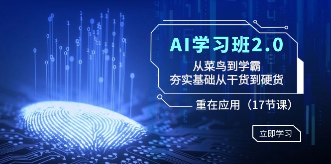 [人工智能]（8964期）AI学习班2.0：从菜鸟到学霸，夯实基础从干货到硬货，重在应用（17节课）-第1张图片-智慧创业网