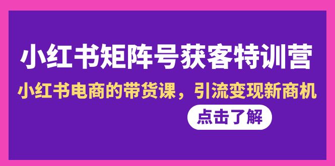 [小红书]（8909期）小红书-矩阵号获客特训营-第10期，小红书电商的带货课，引流变现新商机-第1张图片-智慧创业网