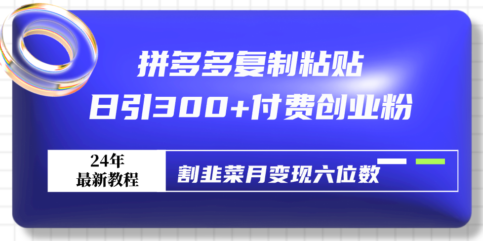 [引流-涨粉-软件]（9129期）拼多多复制粘贴日引300+付费创业粉，割韭菜月变现六位数最新教程！