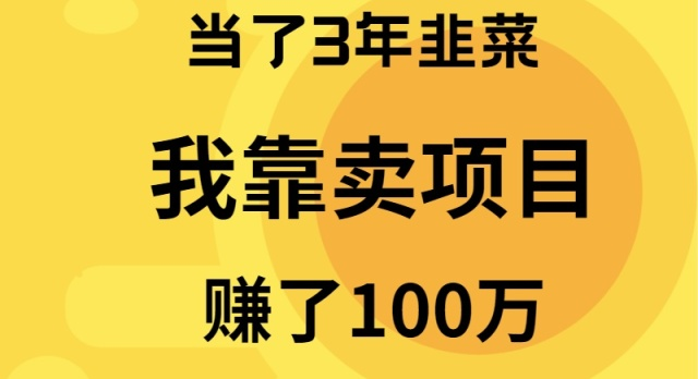 [创业项目]（9100期）当了3年韭菜，我靠卖项目赚了100万-第1张图片-智慧创业网