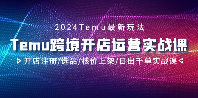 [跨境电商]（9208期）2024Temu跨境开店运营实战课，开店注册/选品/核价上架/日出千单实战课
