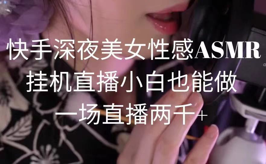 [直播玩法]（9243期）快手深夜美女性感ASMR挂机直播，小白也能做，一场直播两千+