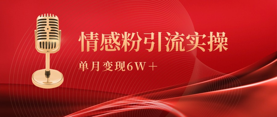 [引流-涨粉-软件]（9433期）单月变现6w+，情感粉引流变现实操课