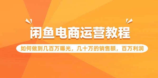 [无货源]（9560期）闲鱼电商运营教程：如何做到几百万曝光，几十万的销售额，百万利润-第1张图片-智慧创业网