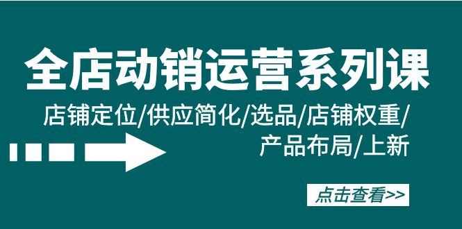 [短视频运营]（9845期）全店·动销运营系列课：店铺定位/供应简化/选品/店铺权重/产品布局/上新