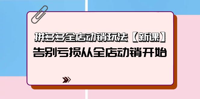 [国内电商]（9974期）拼多多全店动销玩法【新课】，告别亏损从全店动销开始（4节视频课）-第1张图片-智慧创业网