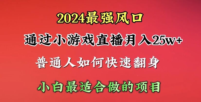 [直播玩法]（10020期）2024年最强风口，通过小游戏直播月入25w+单日收益5000+小白最适合做的项目